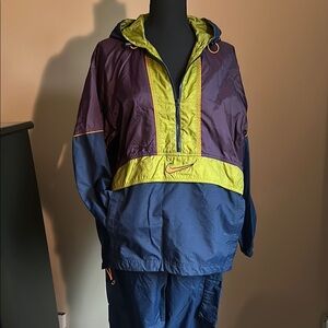 Nike Navy Blue and Deep Purple Windbreaker Track Suit for Ultimate Comfort